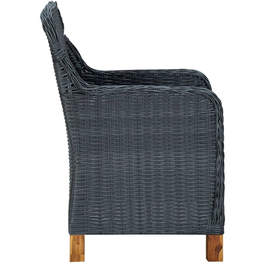 2 Pcs Poly Rattan Patio Chairs with Cushions Dark Gray Z2240