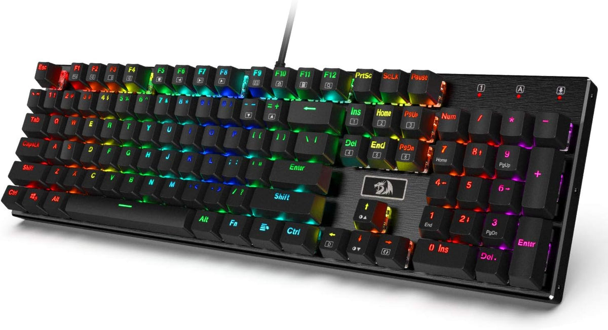 RGB LED Backlit Wired Mechanical Gaming Keyboard, Aluminum Base, 104 Standard Keys C9092