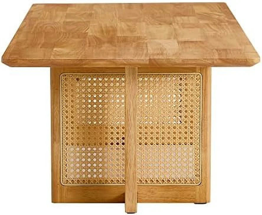 Wooden Coffee Table 47.2" Rectangular with MDF Desktop and Metal Legs Q796767