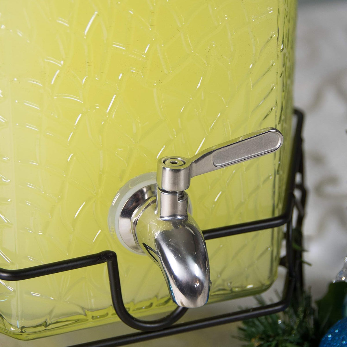 Gallon Glass Beverage Dispenser with Stainless Spigot and Stand B99247