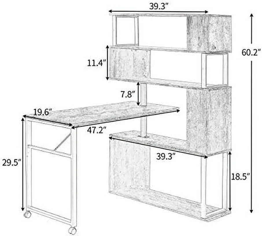 L-Shaped Corner Computer Desk with Bookshelf J94933