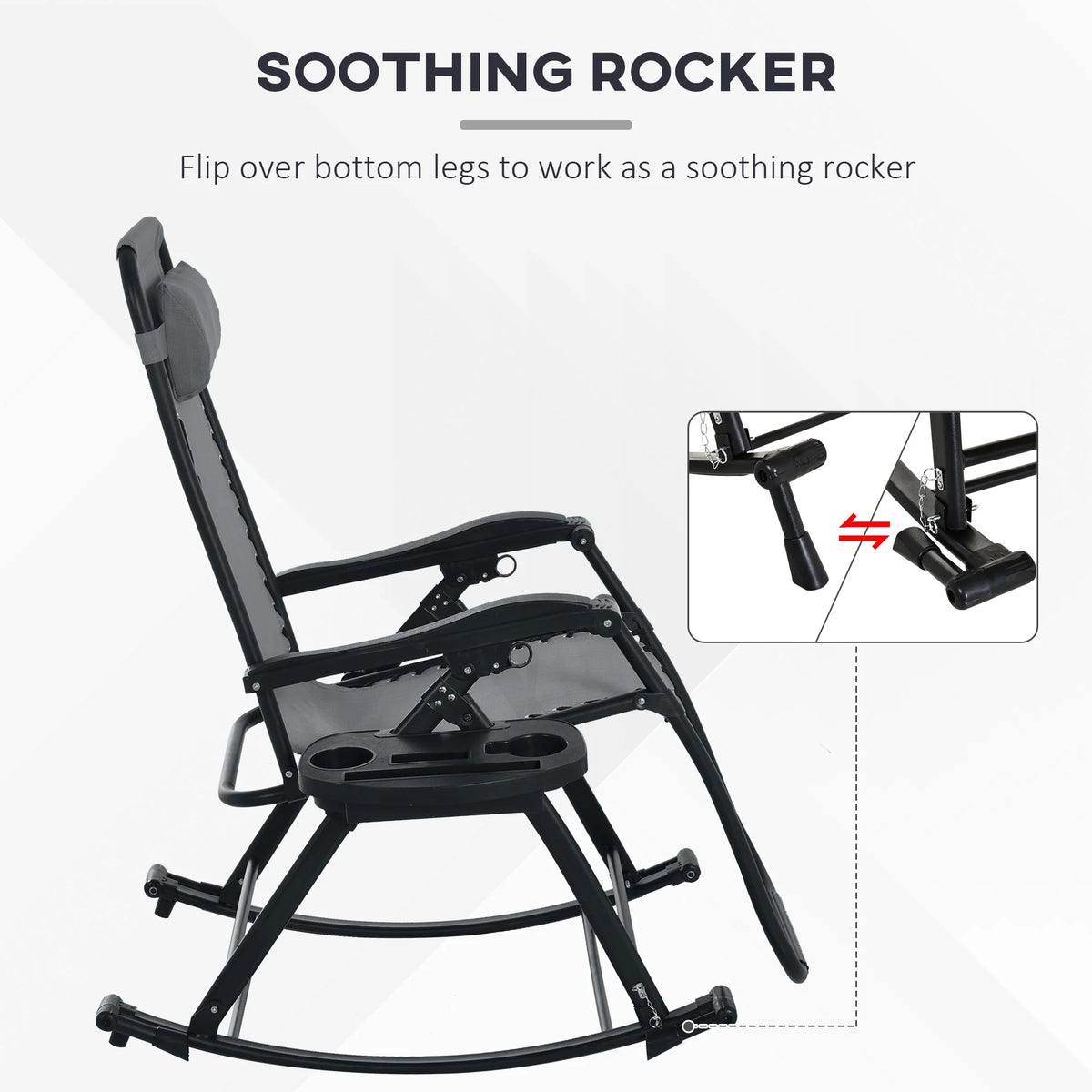 Set of 2 Gray Folding Zero Gravity Lounge Chairs U62937