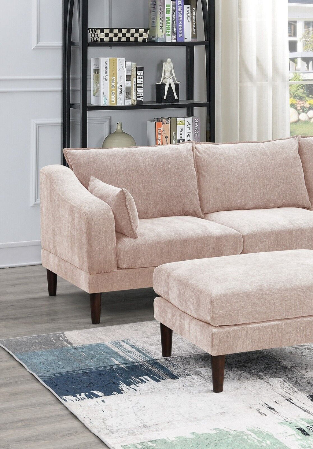 5pc Modular Sectional Set with Armless Chair Corner Wedge and Ottoman K9783