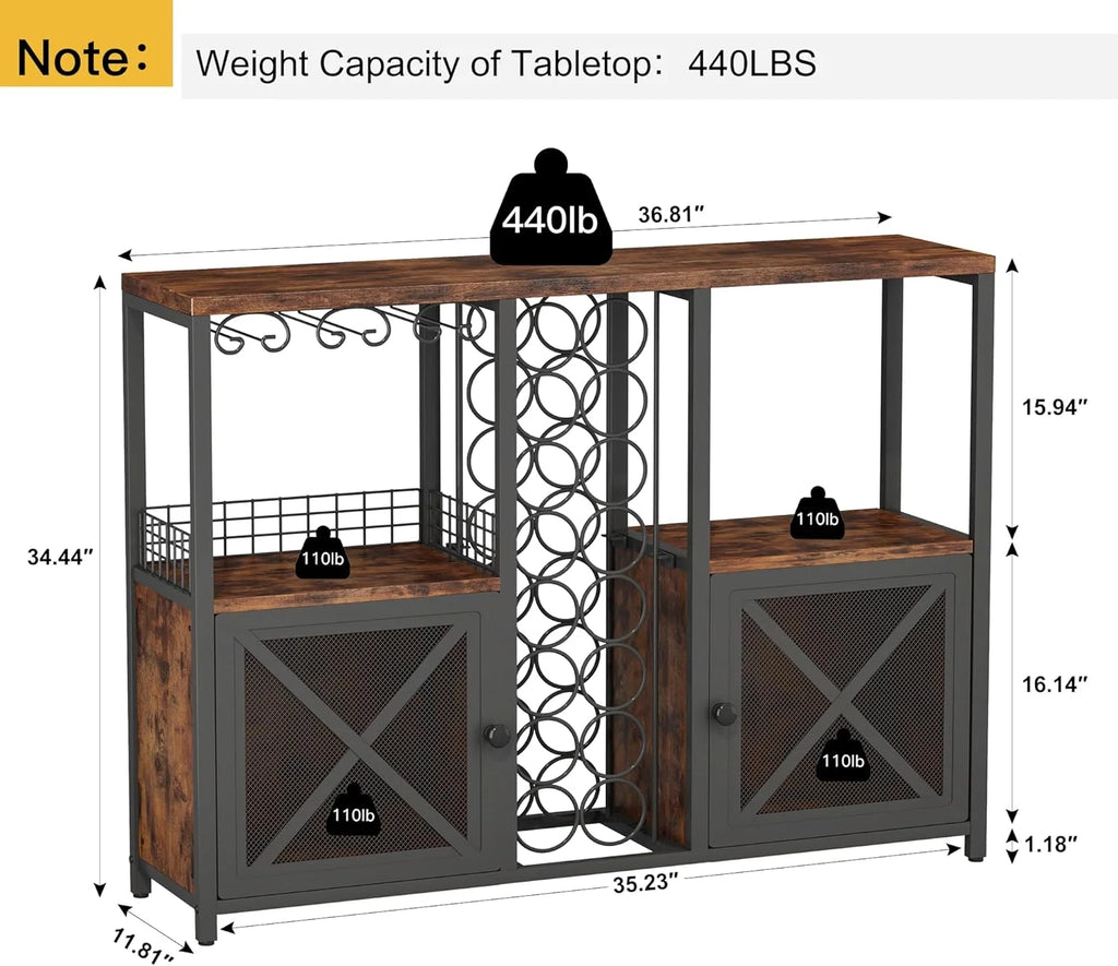 Wooded Coffee Bar Cabinet with Storage Sideboard B884480
