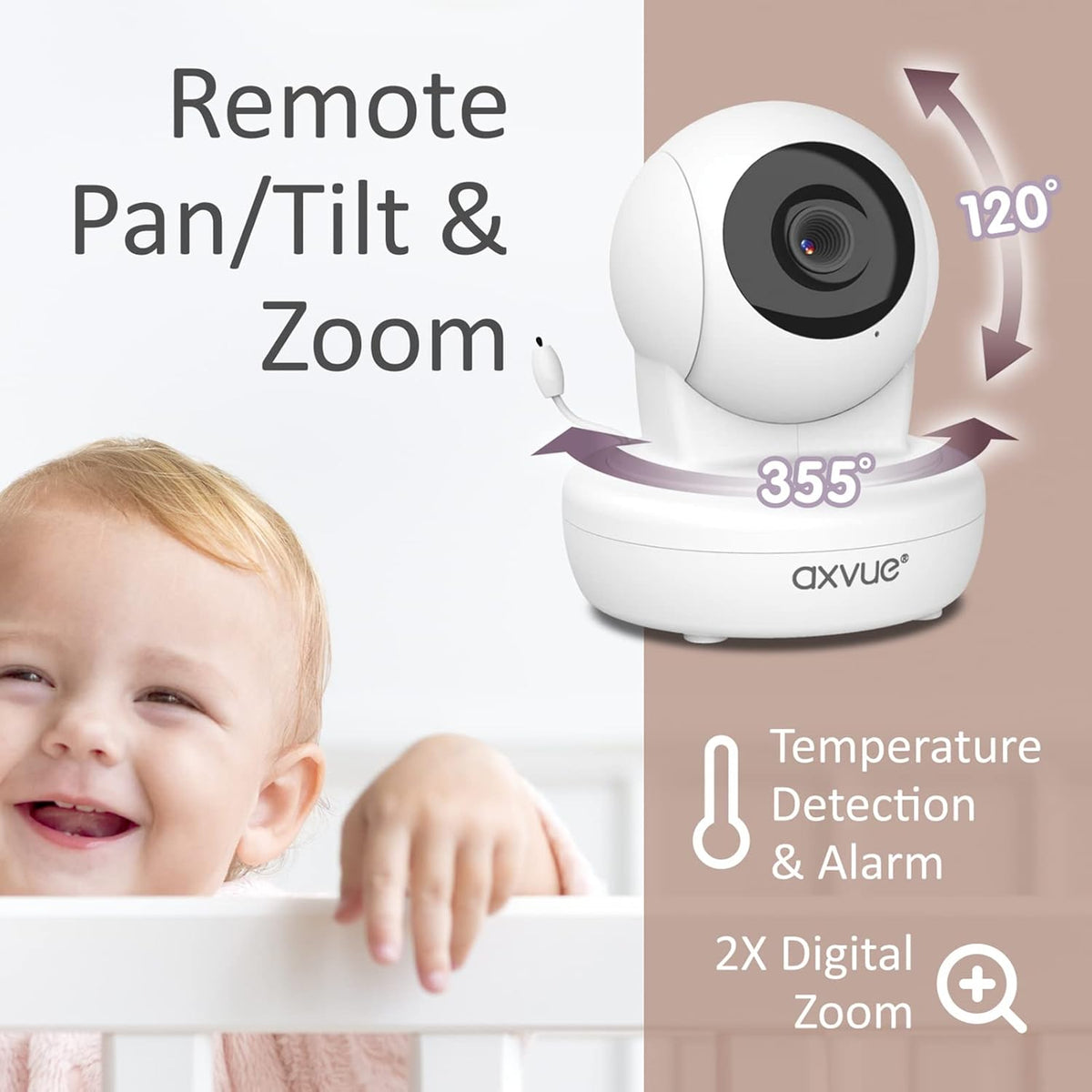 Video Baby Monitor with Pan-Tilt-Zoom Camera and 4.3 LCD Screen L697