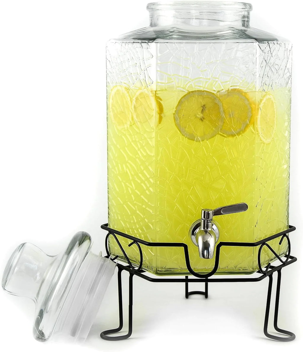 Gallon Glass Beverage Dispenser with Stainless Spigot and Stand B99247