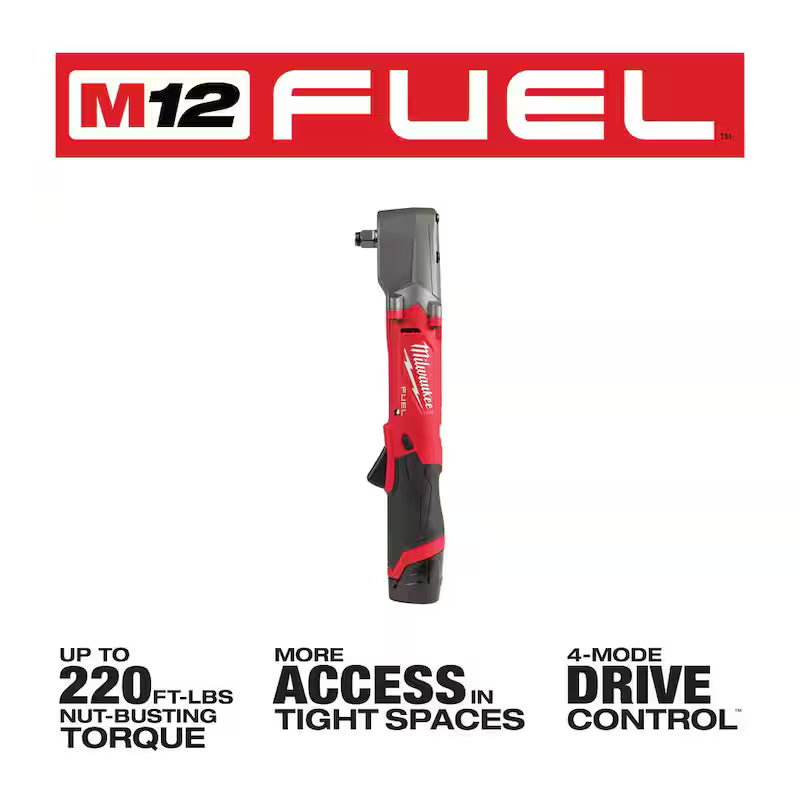 12V Brushless Cordless 1/2 in. Right Angle Impact Wrench Kit with Two 2.0 Ah Batteries P790161