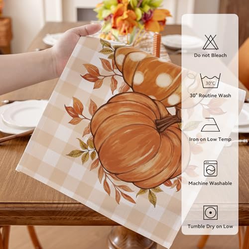 Fall Placemats Set of 4, 12 X 18 Inch Grey Blue Checkered H32898