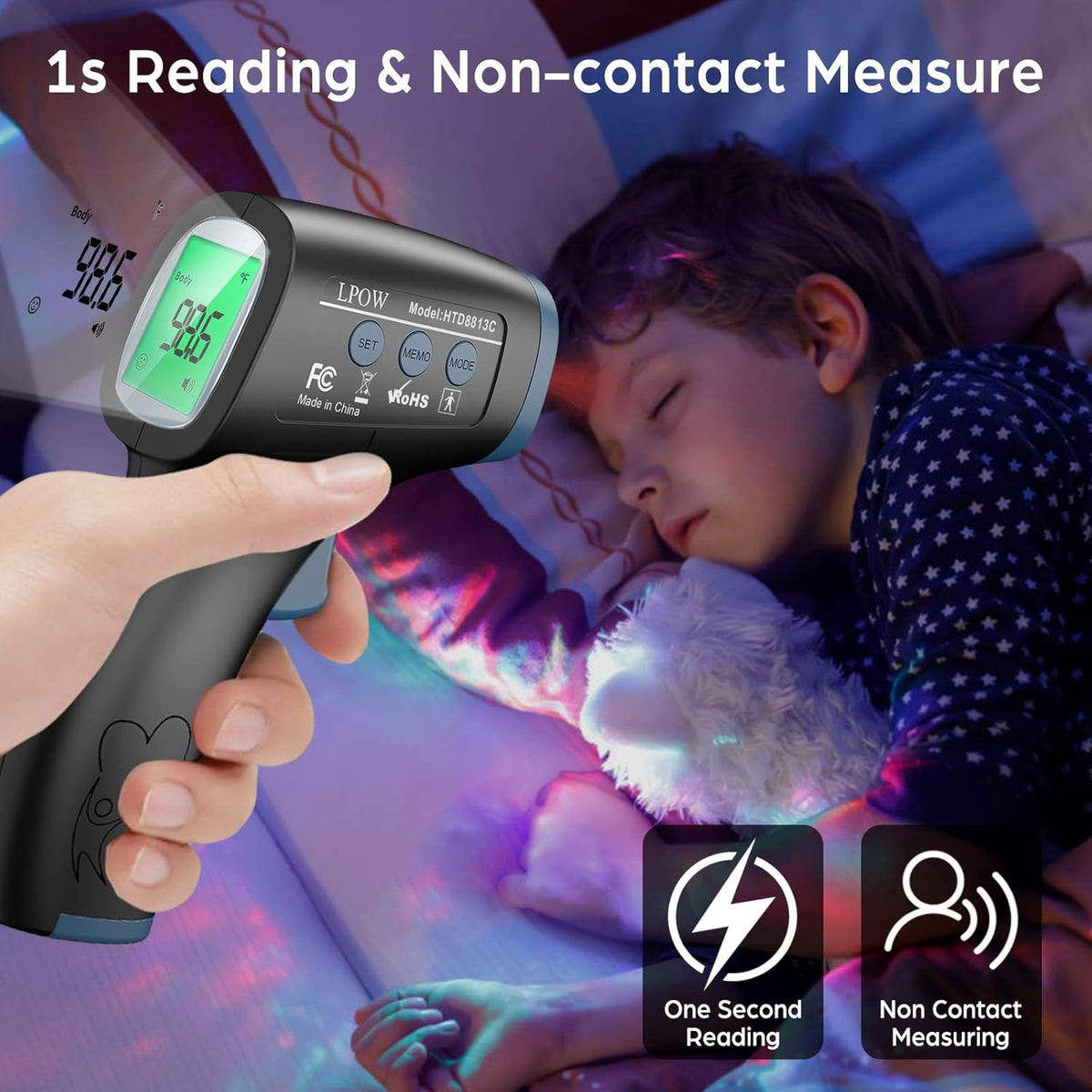 Touchless Infrared Digital Thermometer, Black Q6358