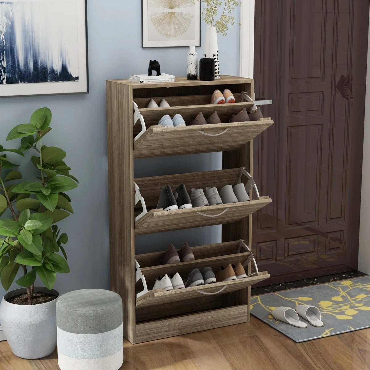 Oak 12-15 Pair Shoe Storage Cabinet K88862