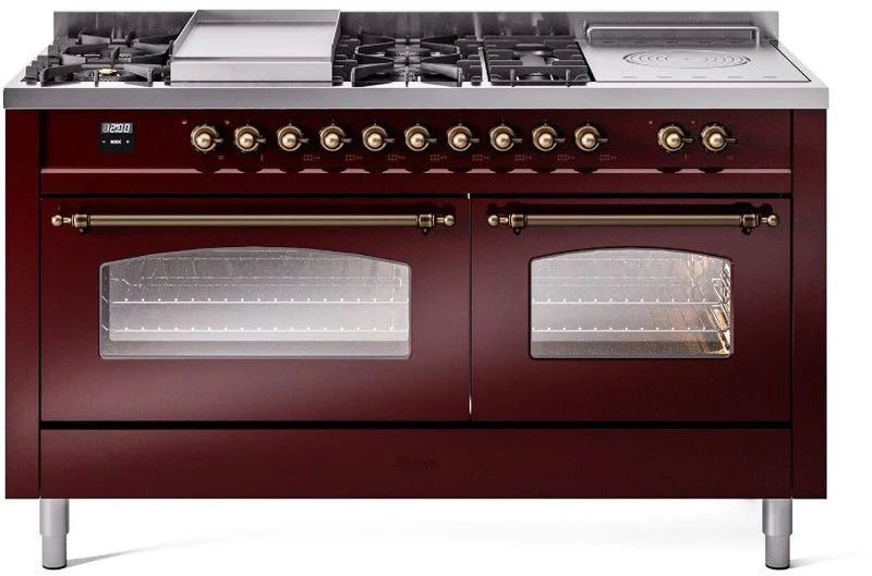60 Dual Fuel Natural Gas Range Burgundy Bronze Trim O439771