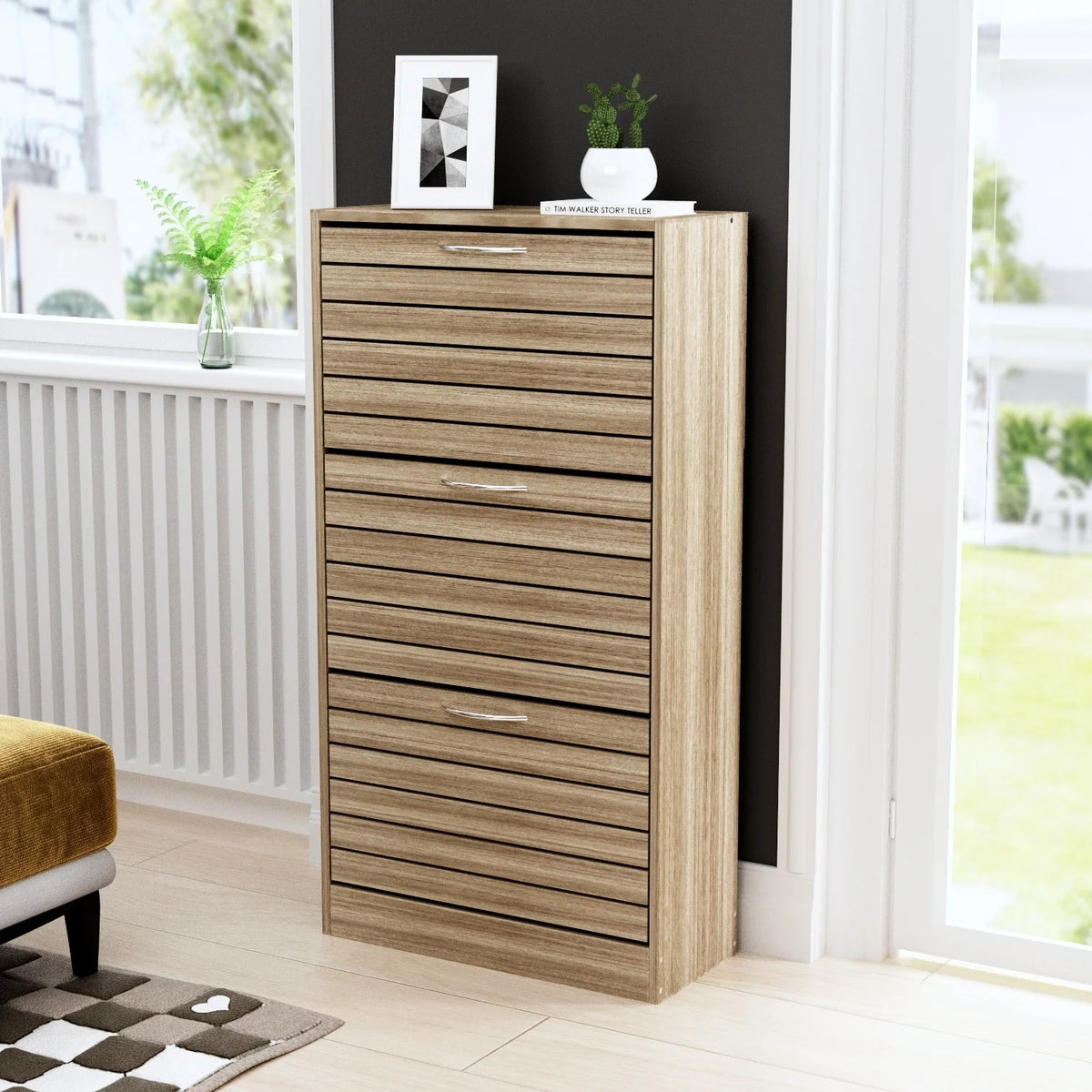 Oak 12-15 Pair Shoe Storage Cabinet K88862