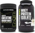 Unflavored Creatine Monohydrate and Whey Protein Isolate 300g Supplement Bundle M365