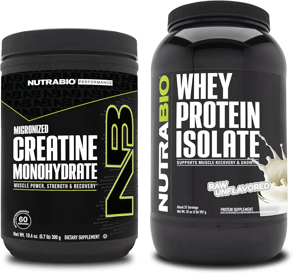 Unflavored Creatine Monohydrate and Whey Protein Isolate 300g Supplement Bundle M365