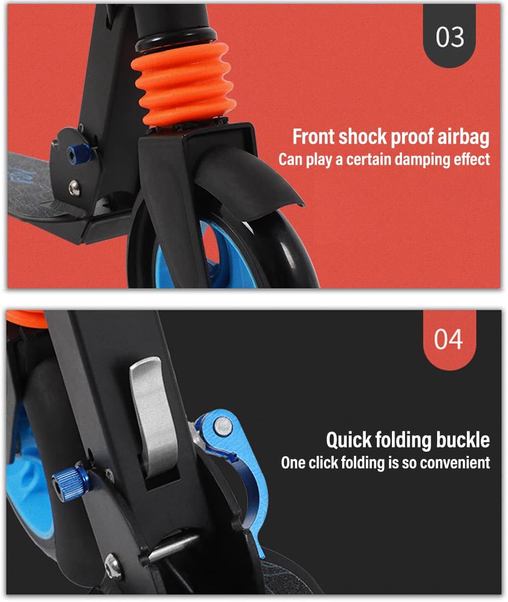 Adult Folding Kick Scooter with Carry Strap, Adjustable, 300 lbs Capacity R673762