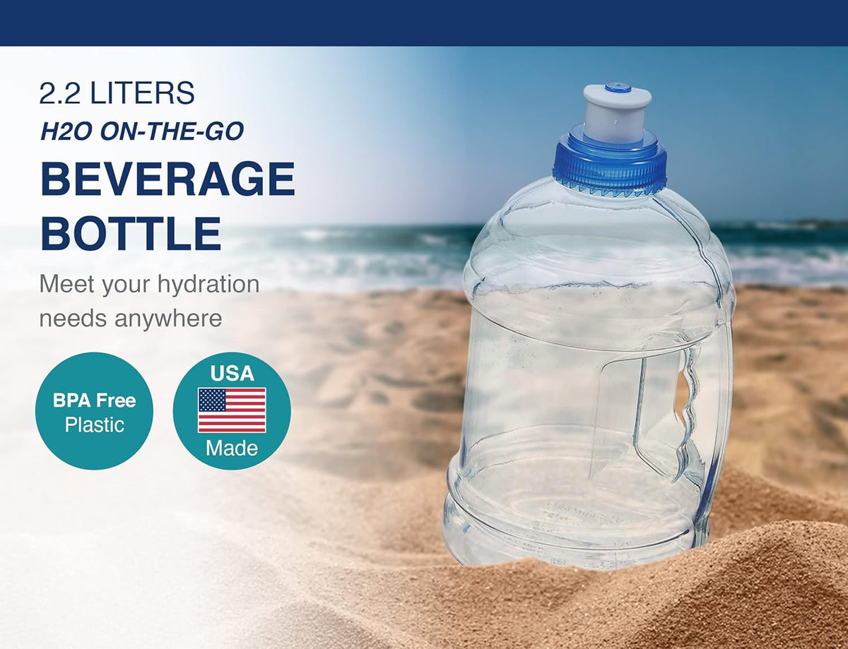 2.2 Liter Clear Plastic Water Bottle with Push Cap O94069