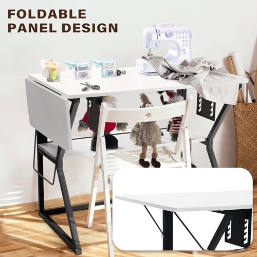 White Large Sewing Machine Table with Storage Shelf N9586