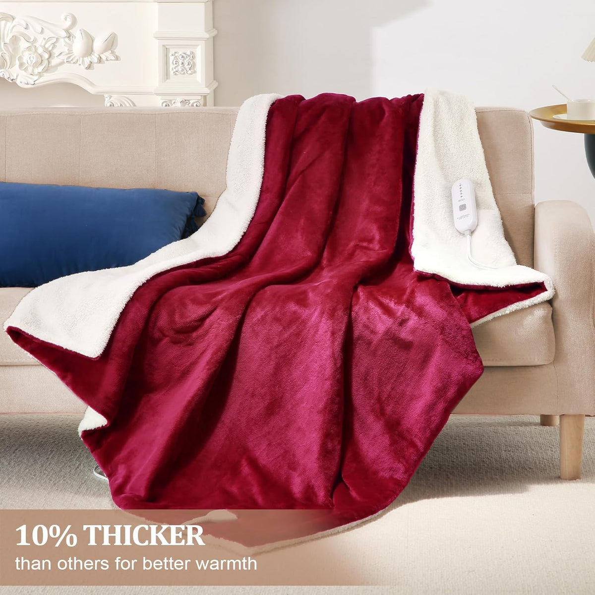 Red Flannel Electric Heated Throw Blanket 50" x 60" R26977