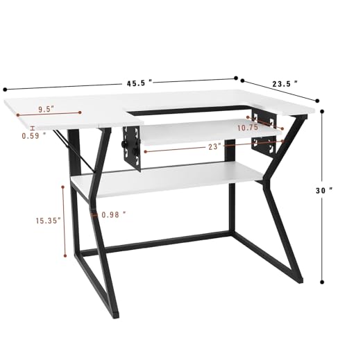 White Large Sewing Machine Table with Storage Shelf N9586