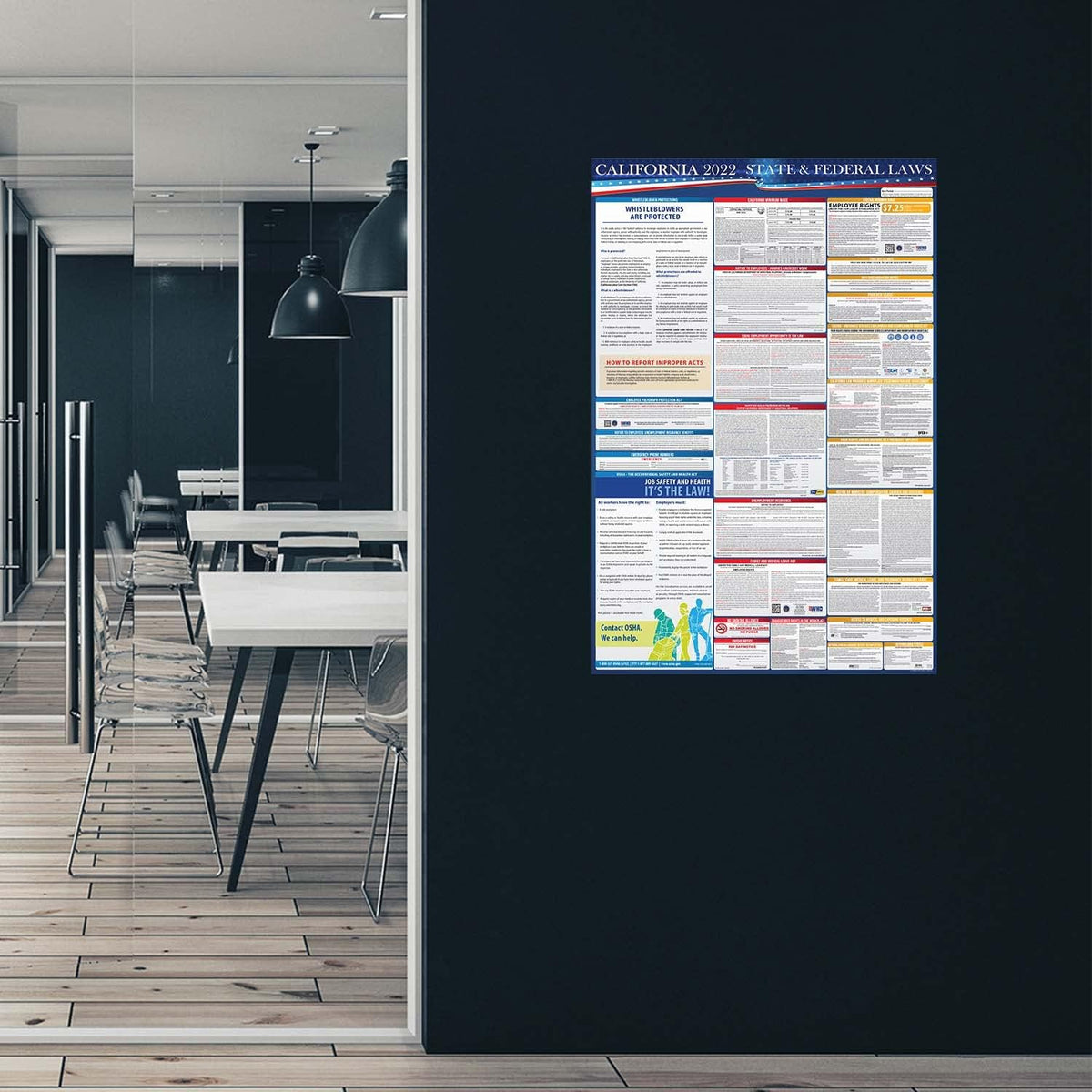 2022 California State and Federal Labor Laws Poster - OSHA Workplace Compliant 24 x 36 - All in One Required Posting (Combo) Pack of 2 B101003