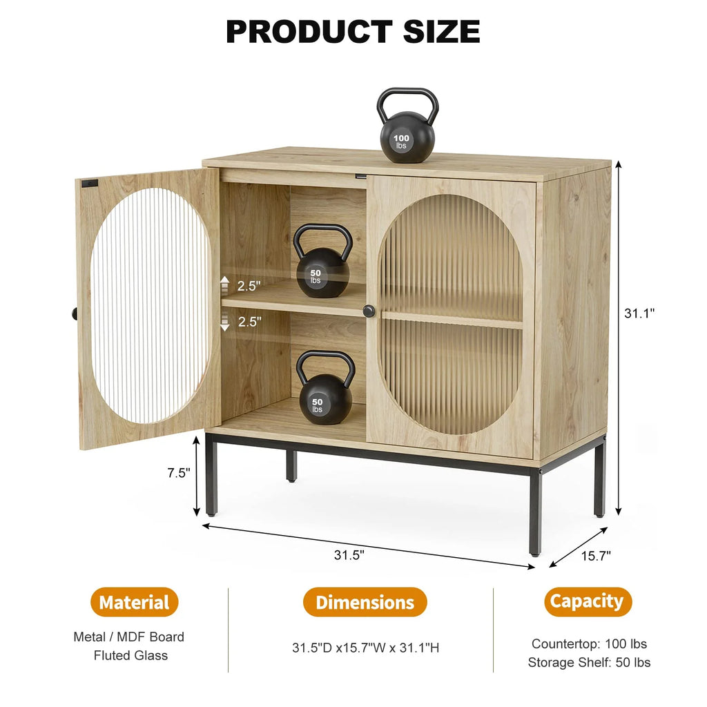 Set of 2 Glass Storage Cabinet with LED Lights and Adjustable Shelves N463