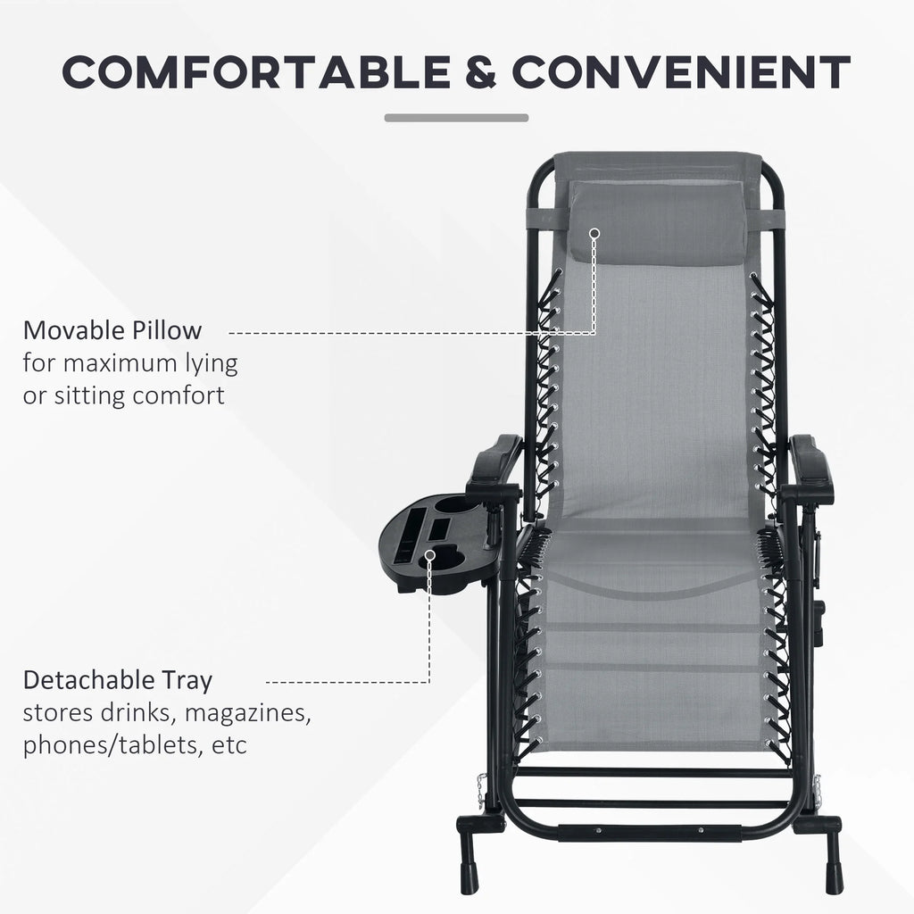 Set of 2 Gray Folding Zero Gravity Lounge Chairs U62937
