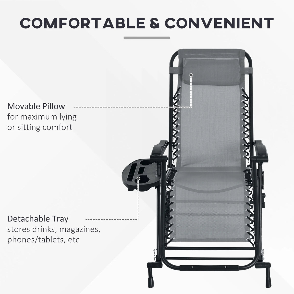 Set of 2 Gray Folding Zero Gravity Lounge Chairs U62937