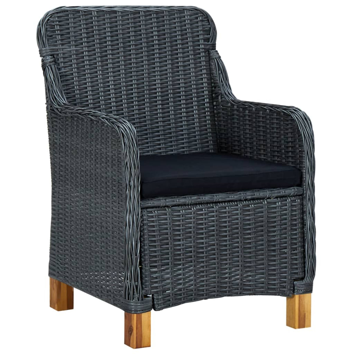 2 Pcs Poly Rattan Patio Chairs with Cushions Dark Gray Z2240