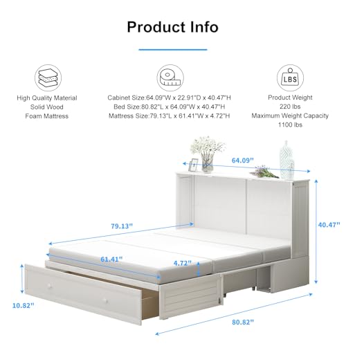 Queen Murphy Bed with Storage Drawers and Mattress F65605