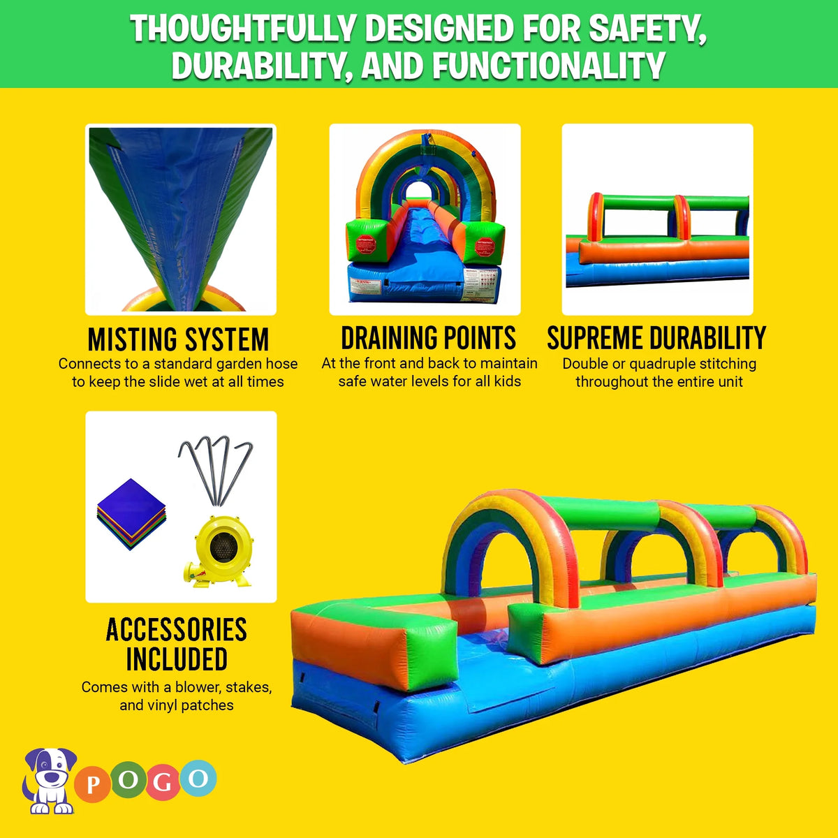 Rainbow Inflatable Slip and Slide with Blower X2642