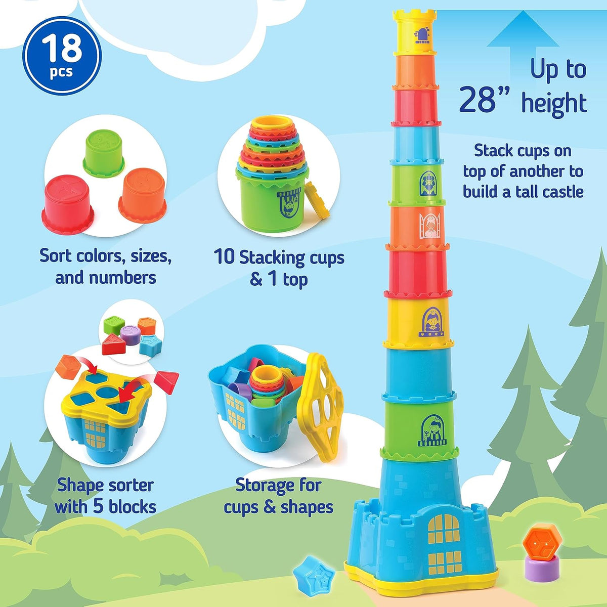 Stacking Nesting Cups with Shape Sorting Blocks K9529