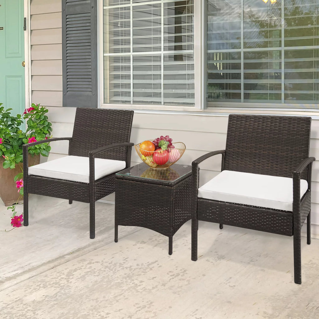 PE Rattan 4PCS Conversation Sofa Set with Cushions Brown I828