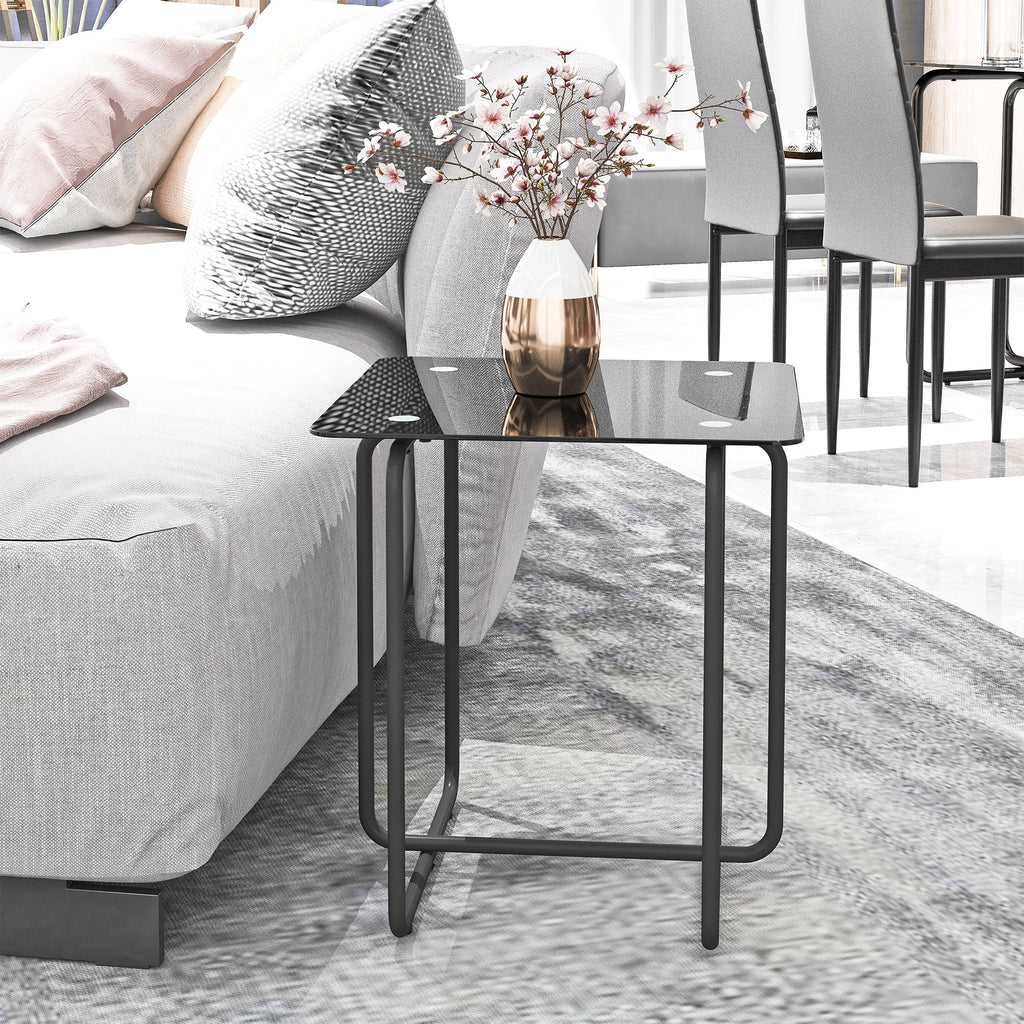 Modern Tempered Glass Coffee Table, Black N60322