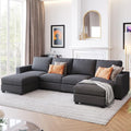 Large U-Shaped Sectional Sofa with Removable Ottomans, Gray Polyester K71227