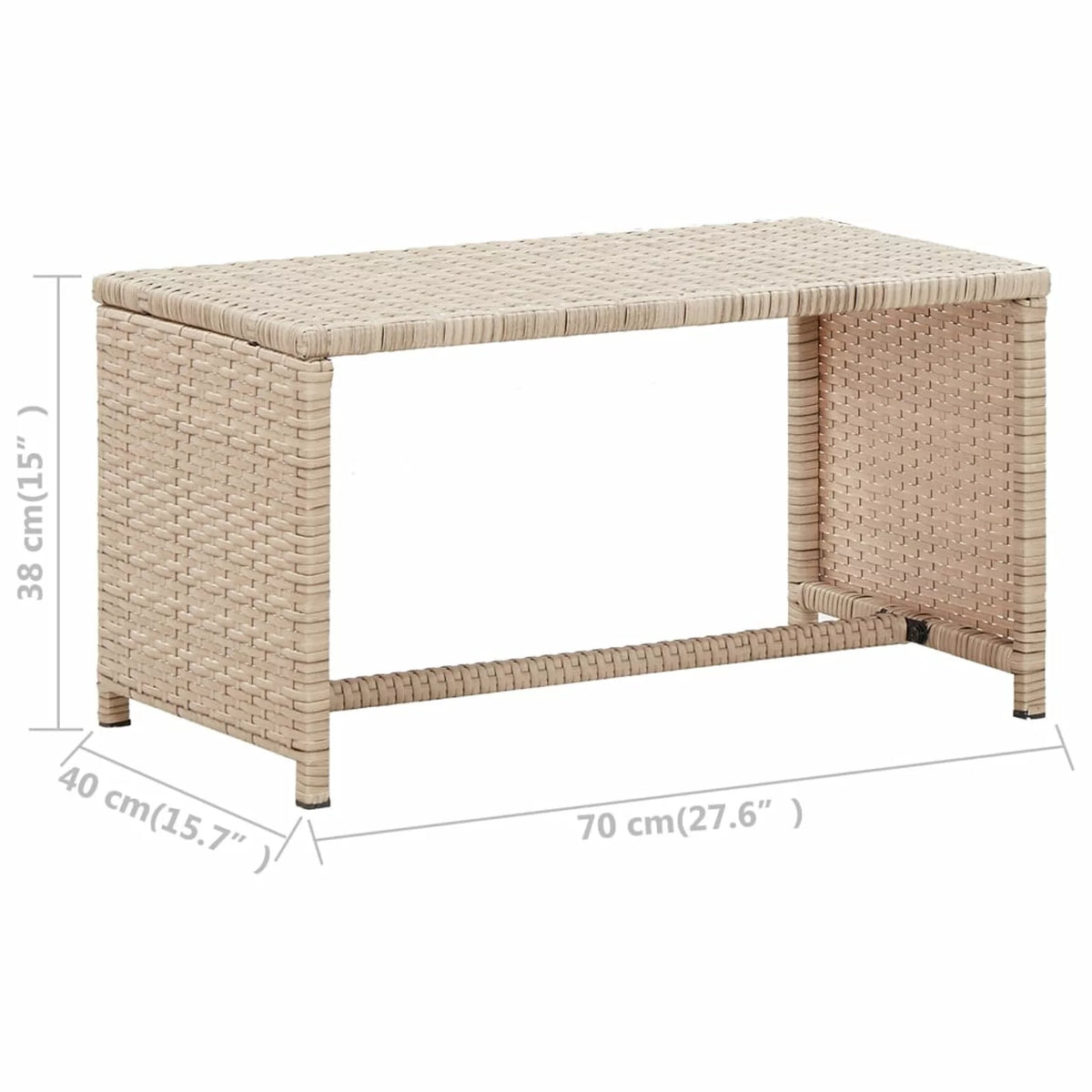 Beige Poly Rattan Coffee Table Q772