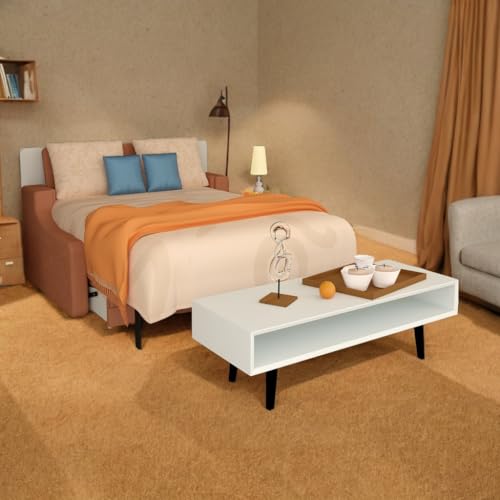 White Full Size Murphy Bed Cabinet with Shelf and Drawers Y900