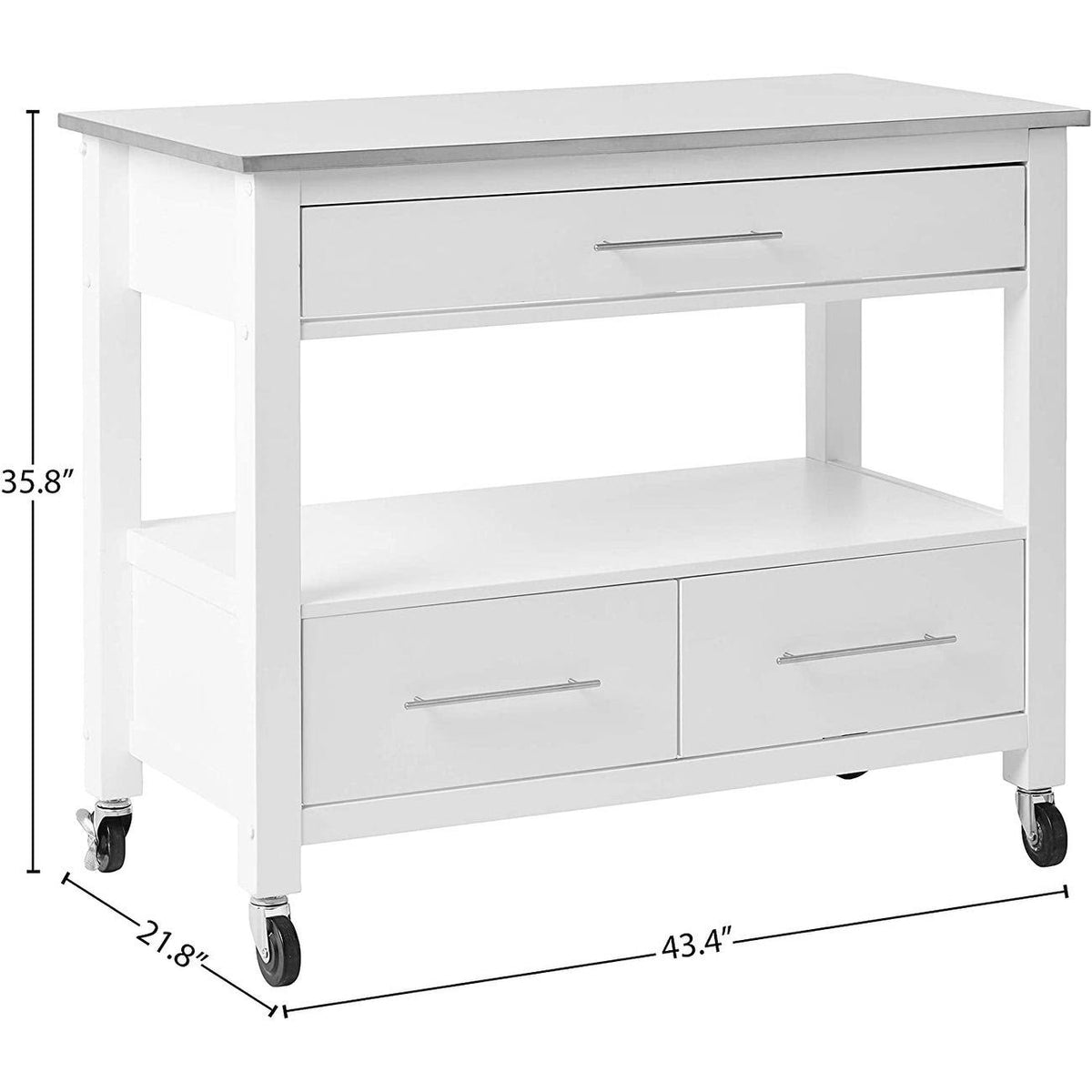 Stainless Steel White Kitchen Cart Q7756