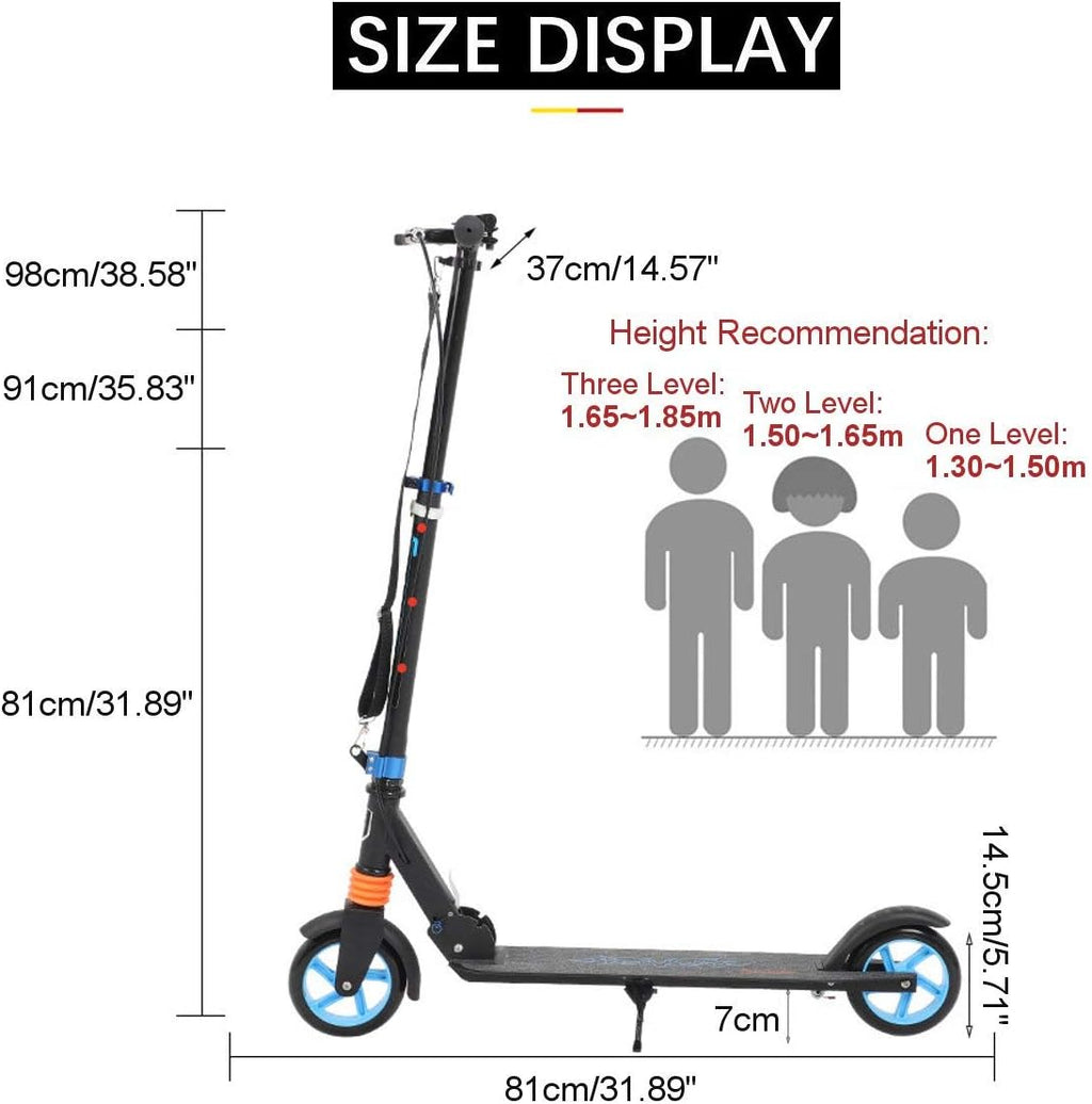 Adult Folding Kick Scooter with Carry Strap, Adjustable, 300 lbs Capacity R673762