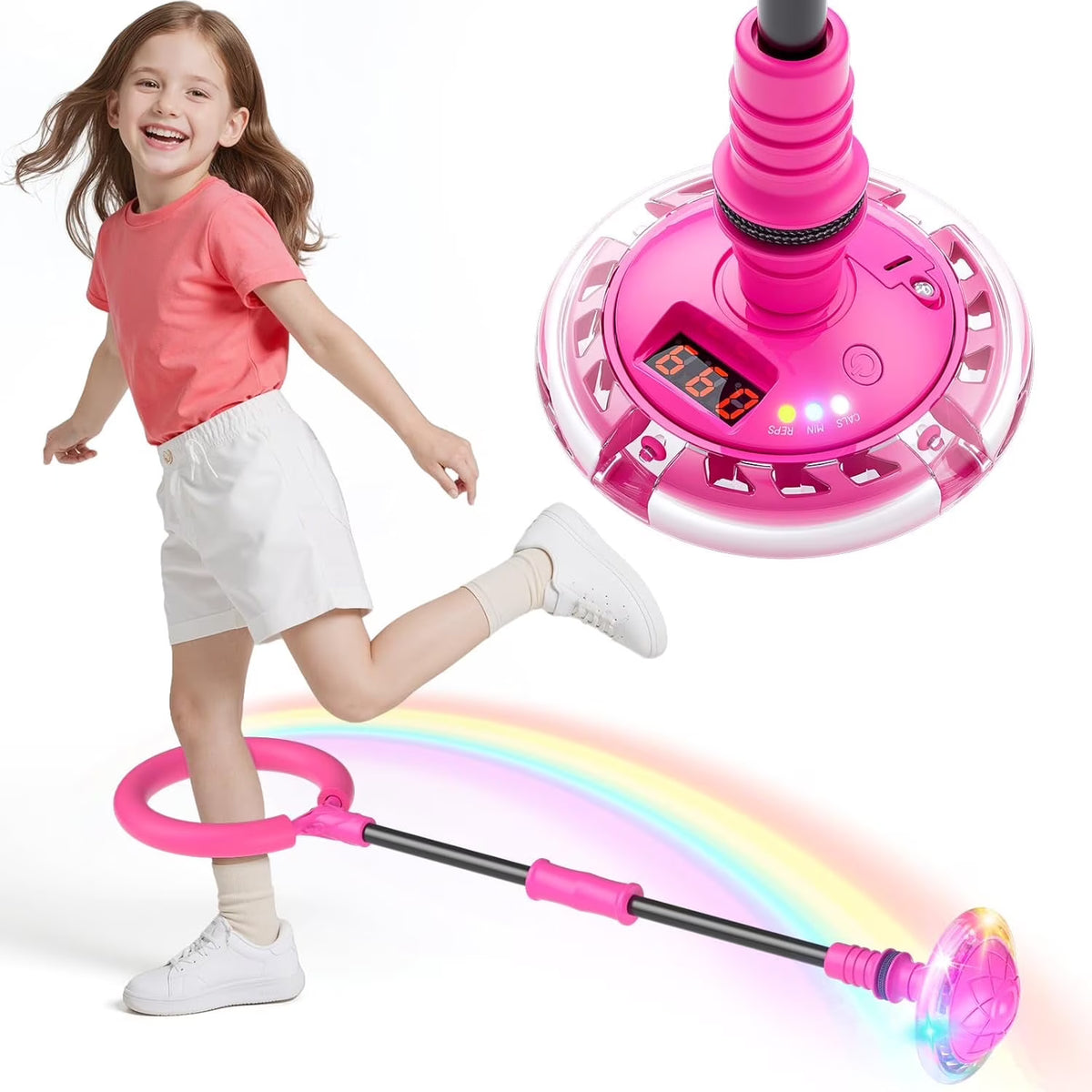 Foldable Ankle Skip Ball Toy with LED Counter and Flashing Lights R880098