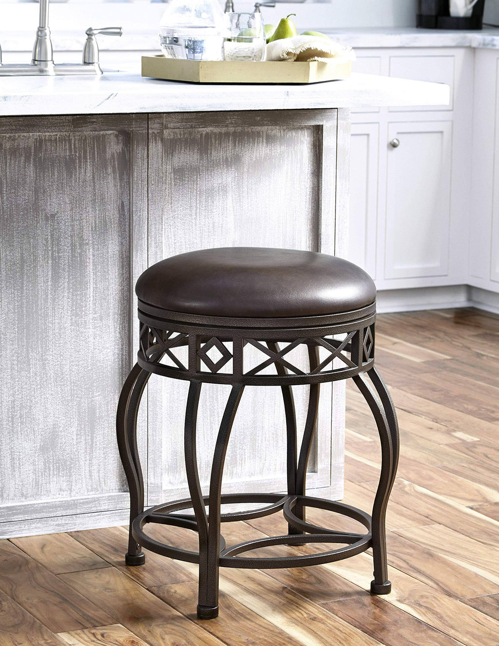 Brown Metal Frame Barstool A32972