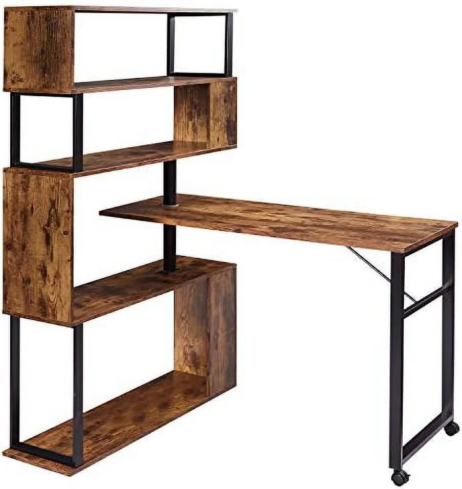 L-Shaped Corner Computer Desk with Bookshelf J94933