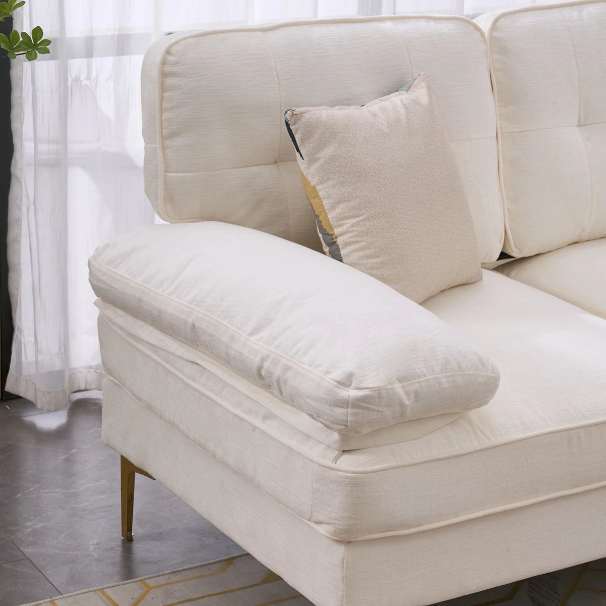 Beige 83 inch L-Shape Sectional Sofa D211