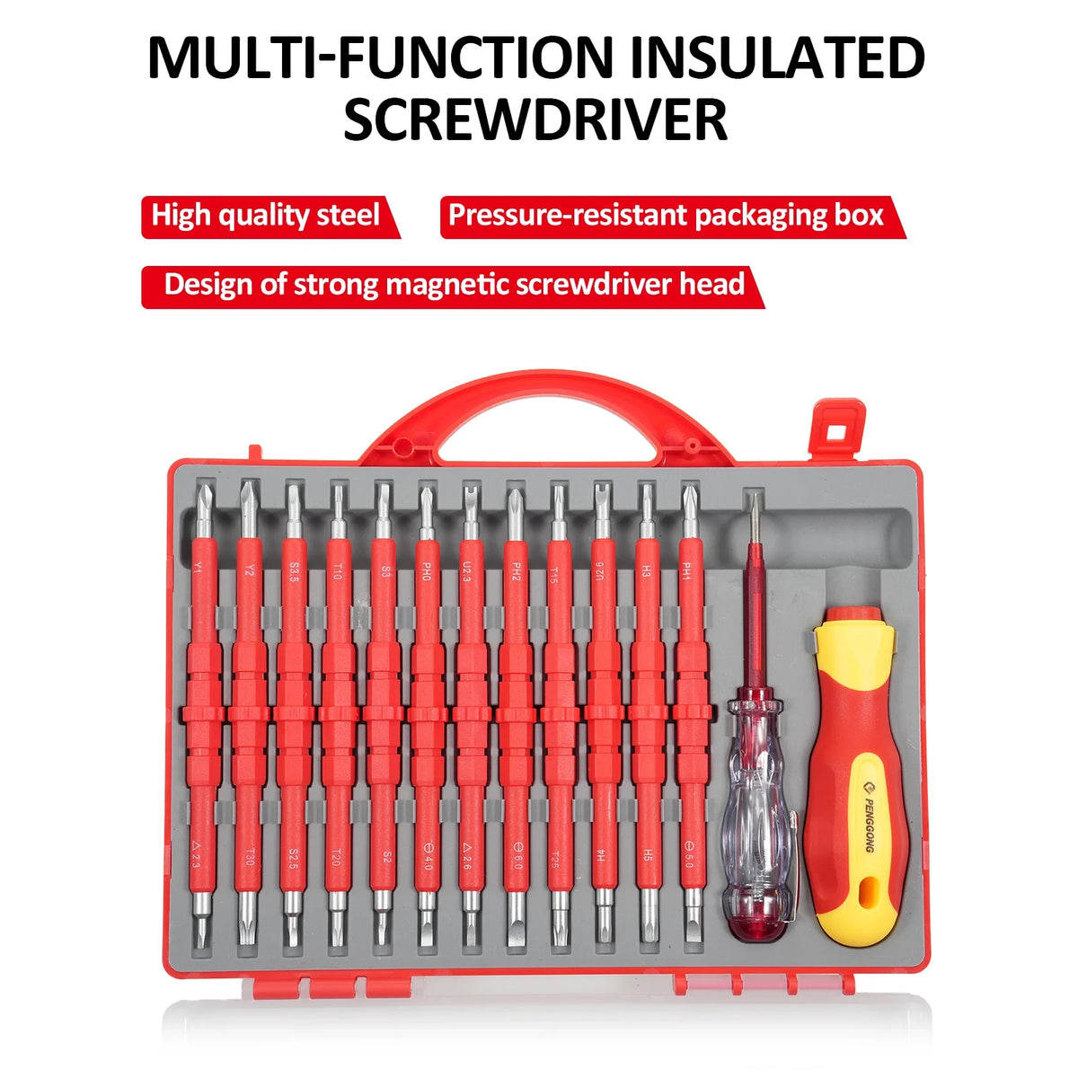 12 Pcs Screwdriver and Test Pencil Set Non-Slip Handle S90963