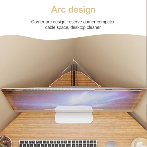 Light Brown Corner Desk with Drawers and Open Shelves D7011