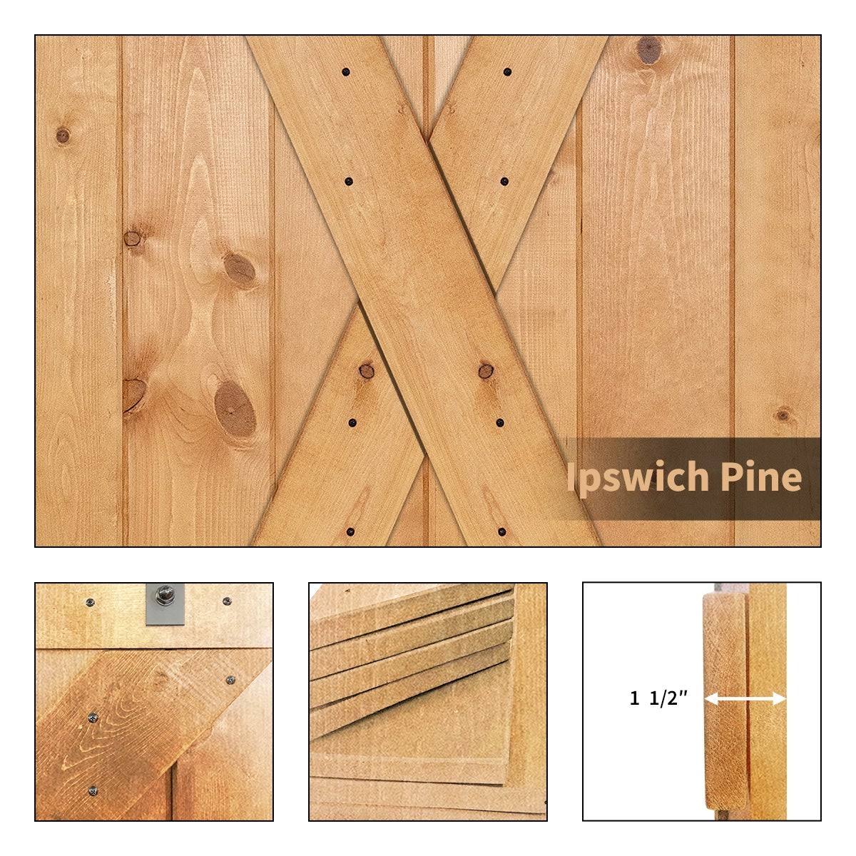 Paneled Wood Double Barn Door Set of 2, Briar Smoke I7709