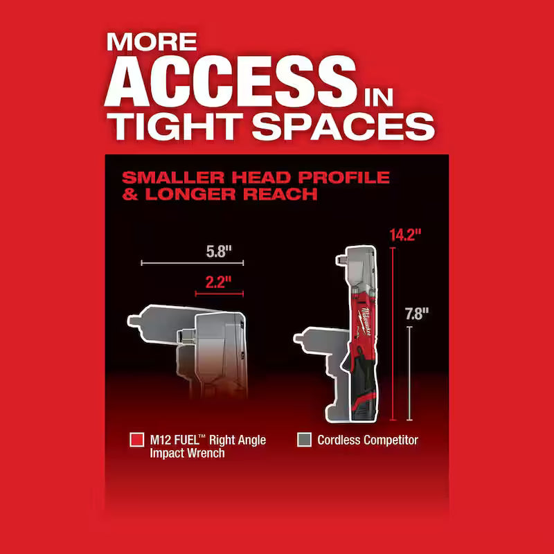 12V Brushless Cordless 1/2 in. Right Angle Impact Wrench Kit with Two 2.0 Ah Batteries P790161