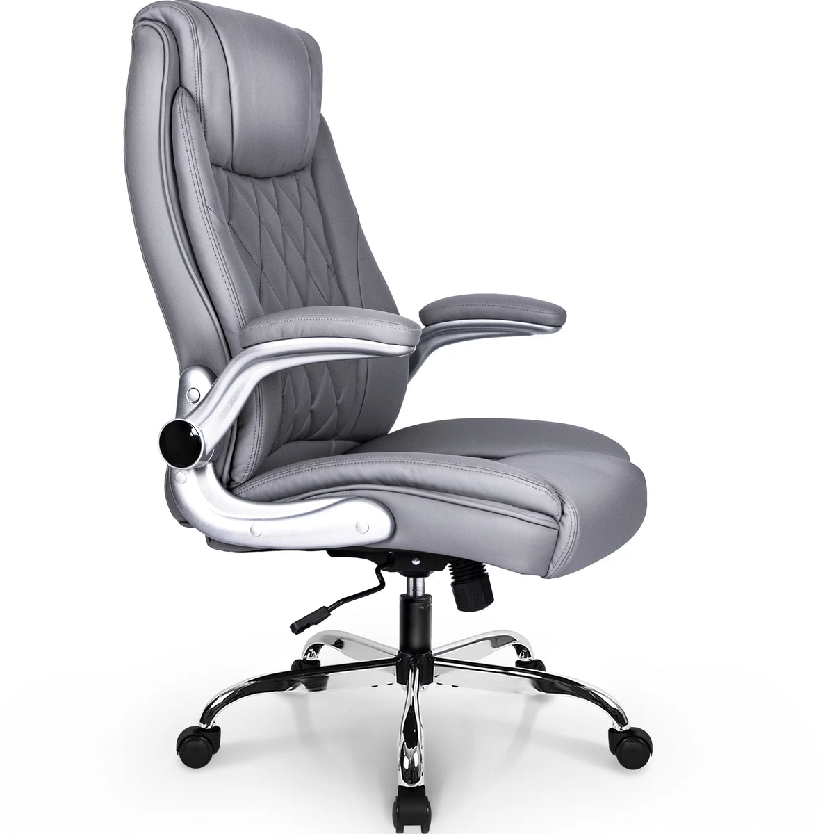 Gray Ergonomic High Back Leather Office Chair E8784