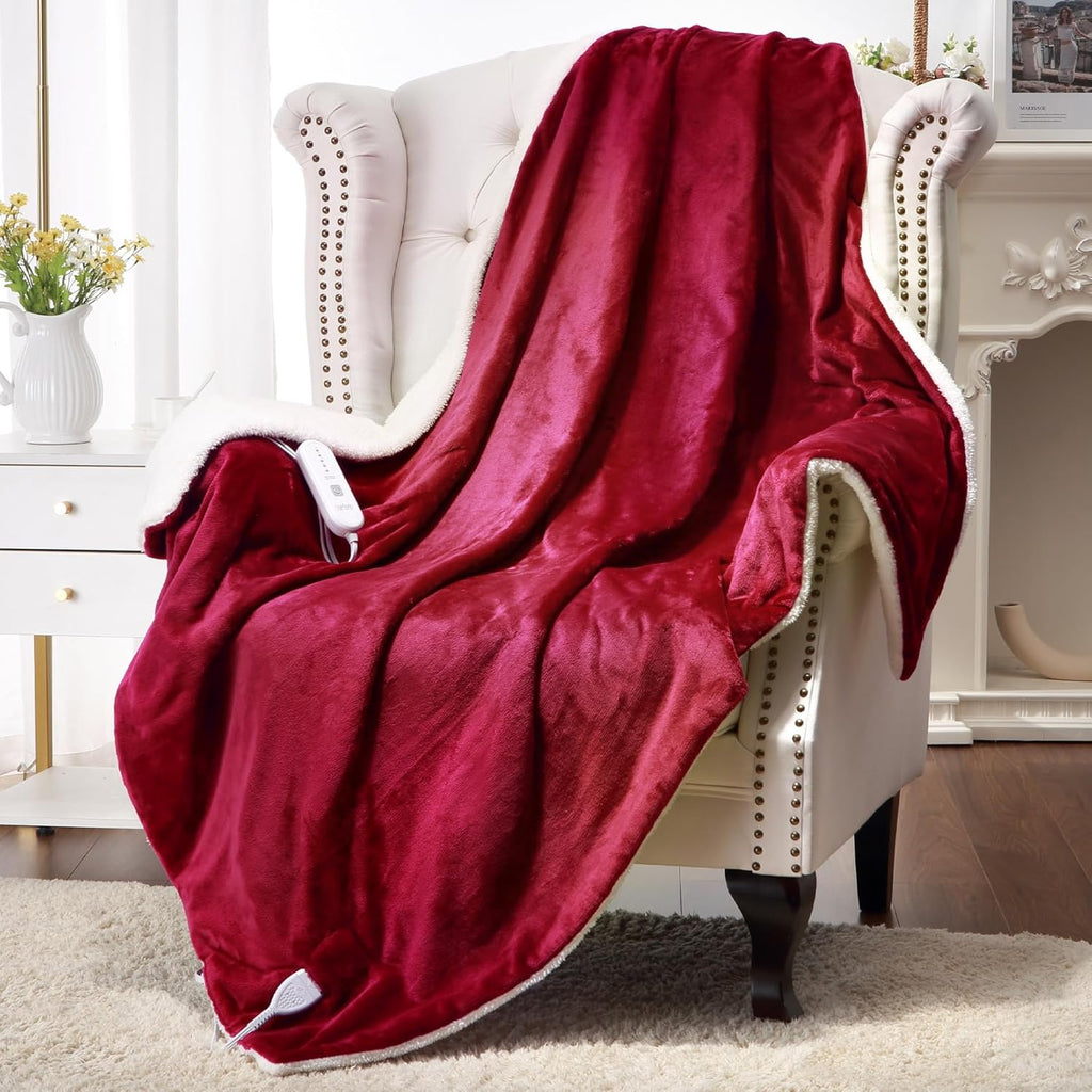Red Flannel Electric Heated Throw Blanket 50" x 60" R26977