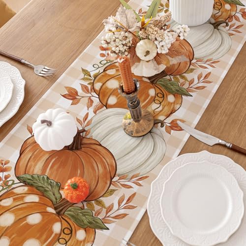 Fall Placemats Set of 4, 12 X 18 Inch Grey Blue Checkered H32898
