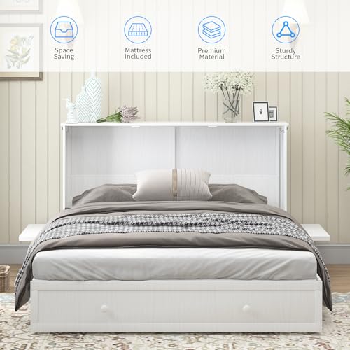 Queen Murphy Bed with Storage Drawers and Mattress F65605